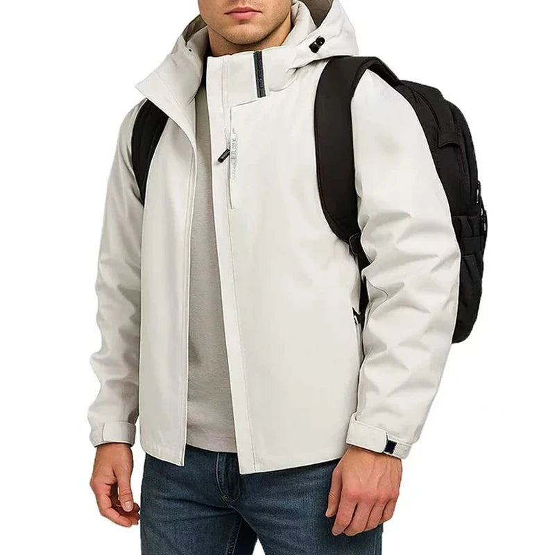 Mens Autumn Waterproof Windproof Hooded Jackets Lightweight Raincoats Casual Streetwear  Outdoor Hiking and Climbing Outerwear