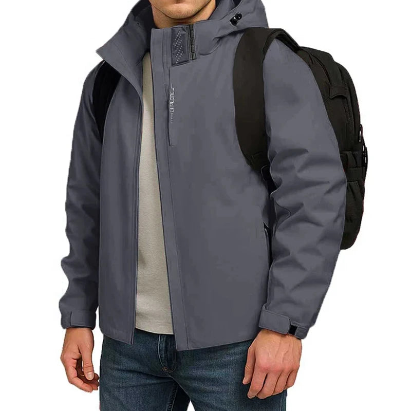 Mens Autumn Waterproof Windproof Hooded Jackets Lightweight Raincoats Casual Streetwear  Outdoor Hiking and Climbing Outerwear