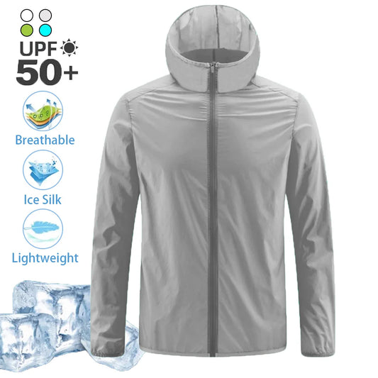 Summer Men's Ice Silk sun protection clothing Lightweight Breathable Outdoor Anti-ultraviolet Skin Coat Jacket