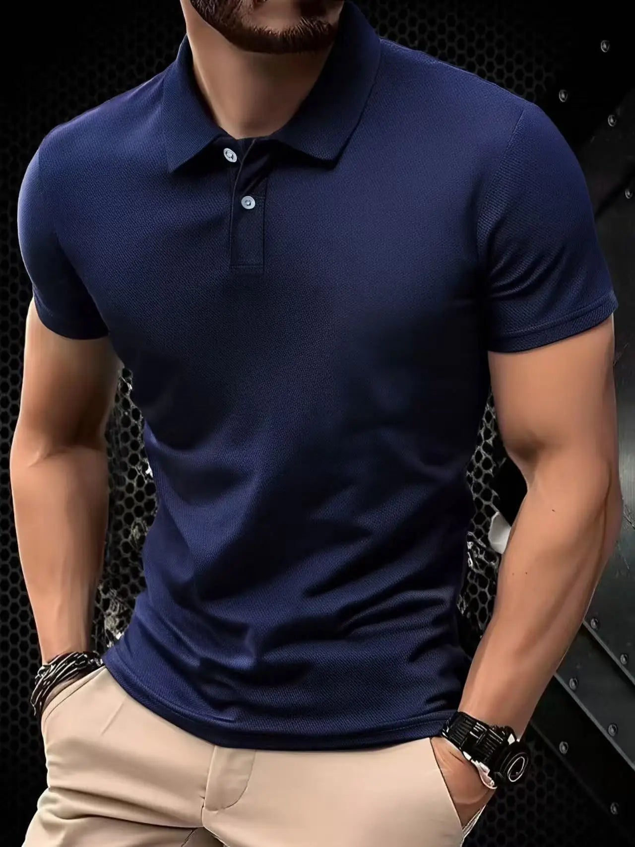 Summer Men's Short Sleeve T-Shirt Button Classic Fit Casual Polo Shirts Pullover Shirts Outdoor Solid Color Lightweight Tops