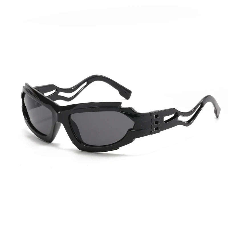 Fashion Cycling Hollow S-shaped Leg Punk Sunglasses Y2K Futuristic Personalized Sun Glasses INS Sports Cycling Glasses