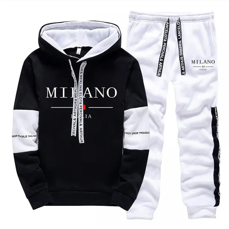 Men's Printed Tracksuit — Casual Hoodie & Jogger Pants Sportswear Set