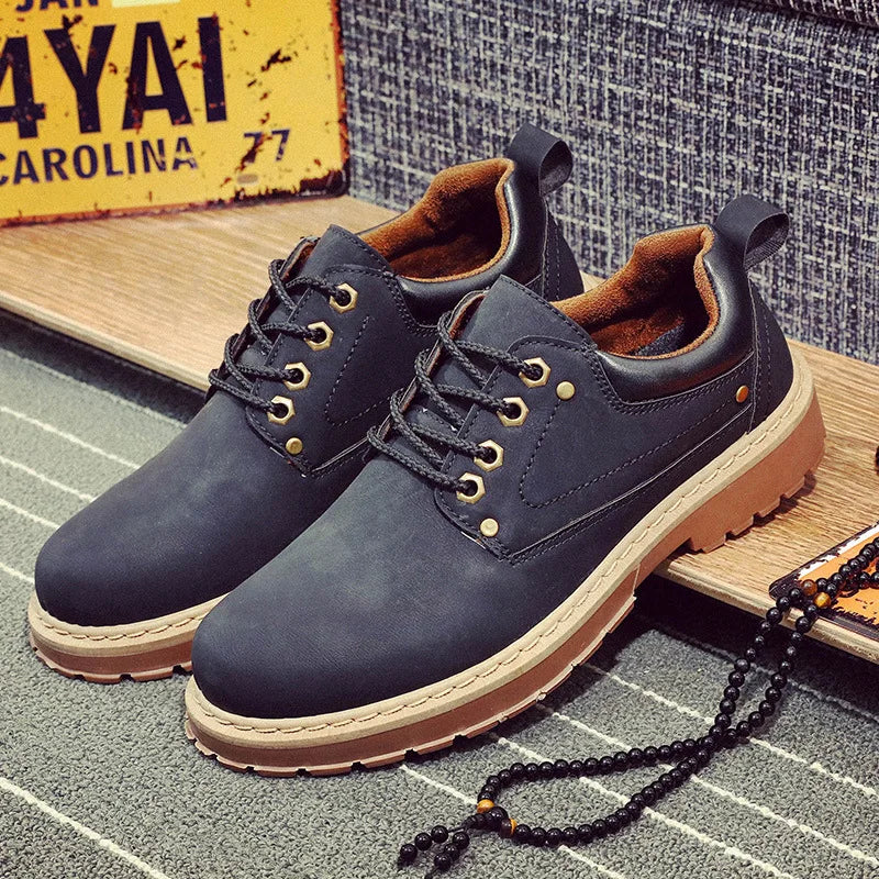 Mens Fashion Shoes England Style Formal Shoes for Man Non Slip Ankle Boots Outdoor Waterproof Casual Work Land Shoes