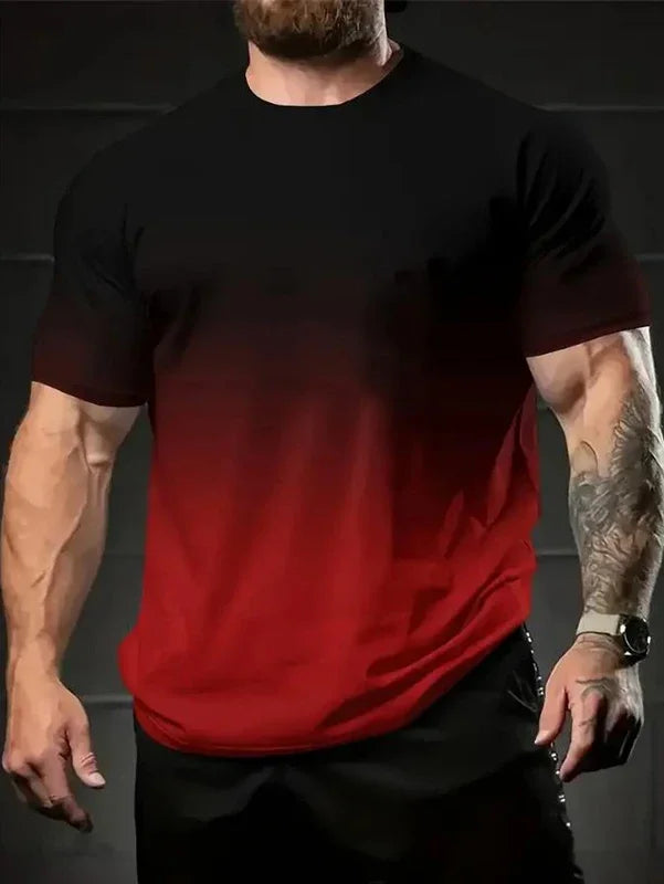 Summer Men Clothes Short Sleeve Round Neck Tops T Shirt Men Casual Fashion Fitness Running Sport Tops High Elasticity