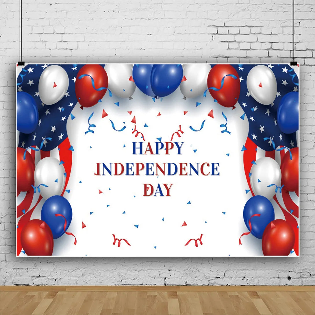 July 4th Independence Day Theme Background USA Flag Star Balloon Celebration Party Decoration Banner Photo Shoot Props Gifts