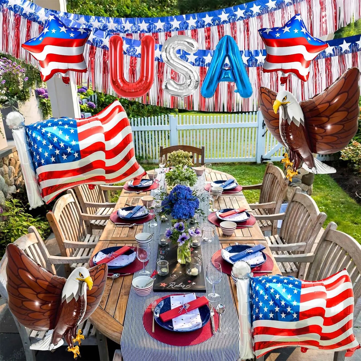 American Flag Balloons Set Independence Day Foil Balloons For USA Theme Party Decoration 4th Of July Patriotic Balloons
