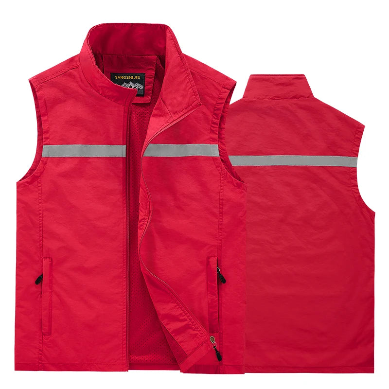 Men's Solid Color Fishing Vests Casual Golf Lightweight Vests Mens Summer Sleeveless Jacket for Hiking Utility Safari Vest