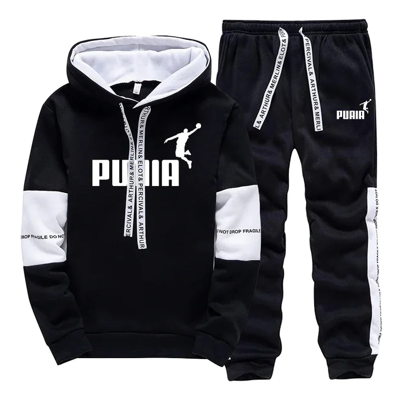 Men's Printed Tracksuit — Hoodie & Pants Gym Sports Jogging Set