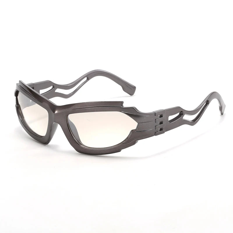 Fashion Cycling Hollow S-shaped Leg Punk Sunglasses Y2K Futuristic Personalized Sun Glasses INS Sports Cycling Glasses
