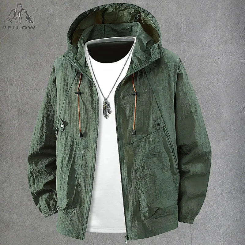 Summer Waterproof Hiking Jackets Men Fishing Cycling Hooded Gym Sports Running Coat Outdoor Sun-Protective Jacket Men Clothing