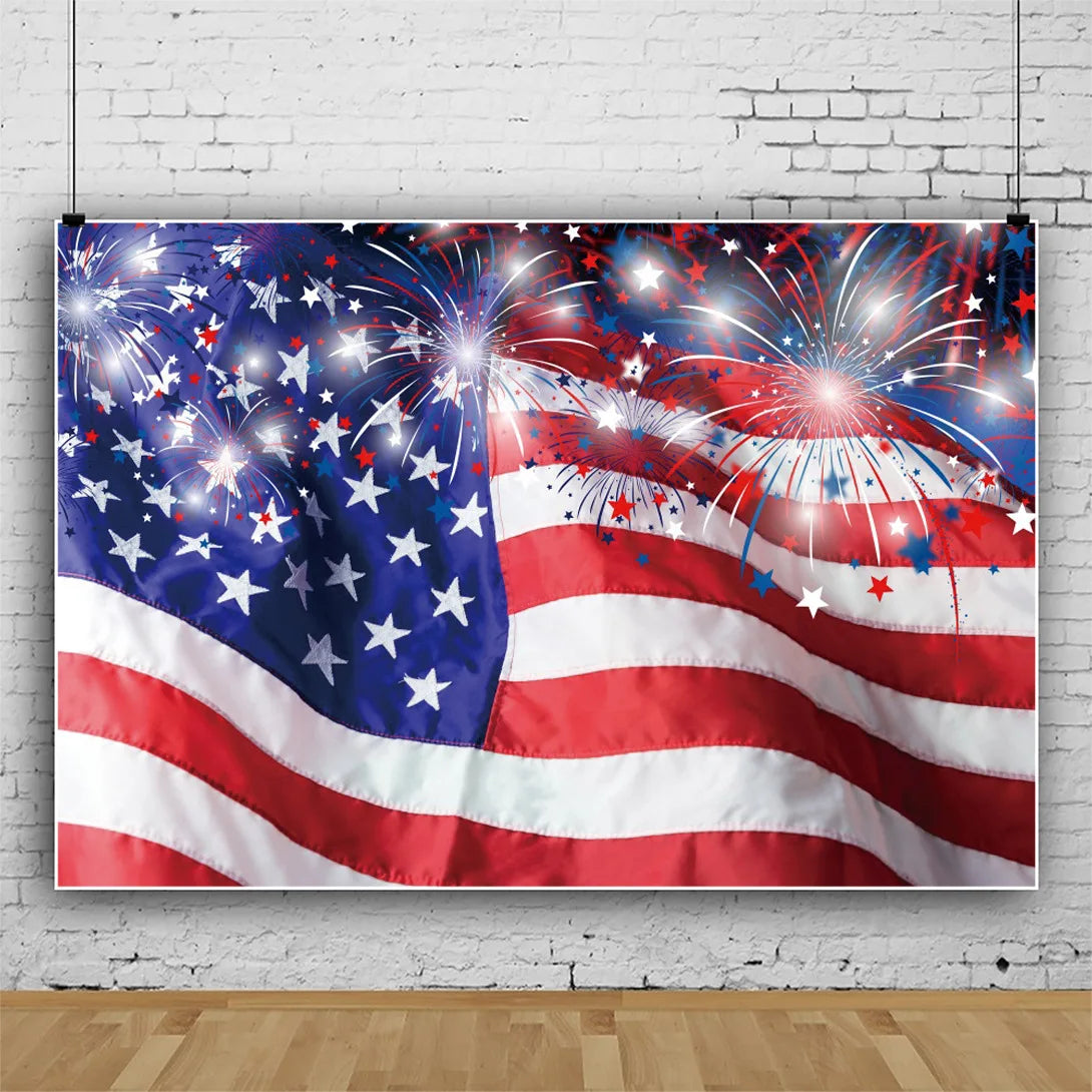 July 4th Independence Day Theme Background USA Flag Star Balloon Celebration Party Decoration Banner Photo Shoot Props Gifts