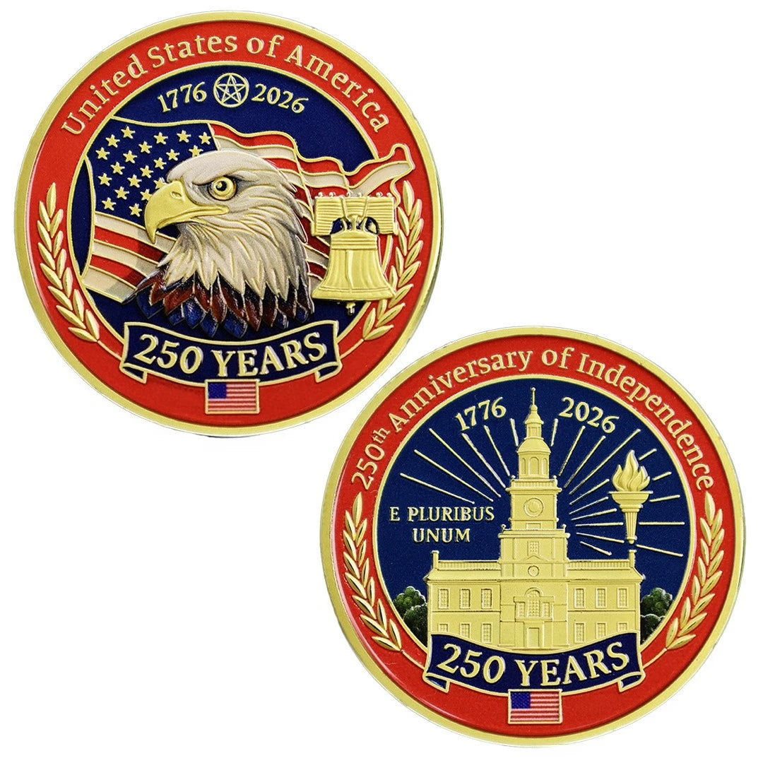 250 Years United States of America Collection Coin 1776-2026 250th Anniversary Gold Plated Souvenir Coin