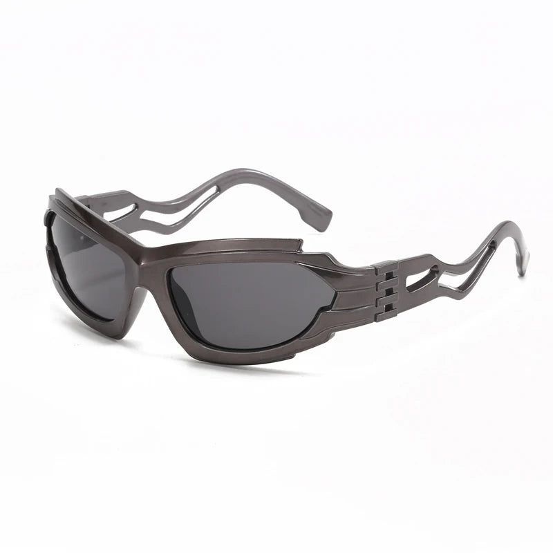 Fashion Cycling Hollow S-shaped Leg Punk Sunglasses Y2K Futuristic Personalized Sun Glasses INS Sports Cycling Glasses