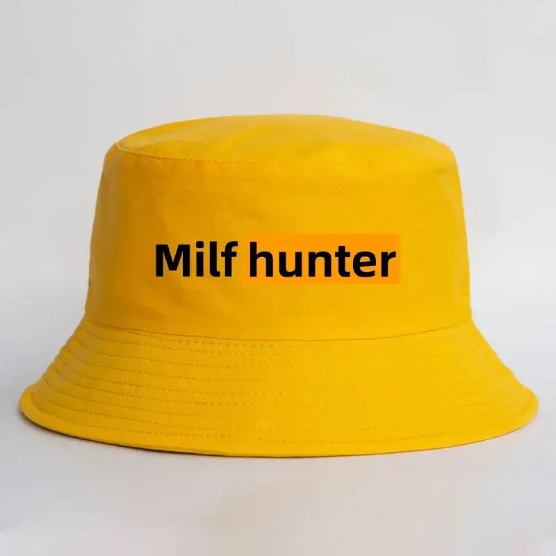 Milf Hunter Fisherman Hats Harajuku Panama Cap Daily Cool Casual Lovely Streetwear Outdoor Vintage Fashion Versatile Bucket Hat