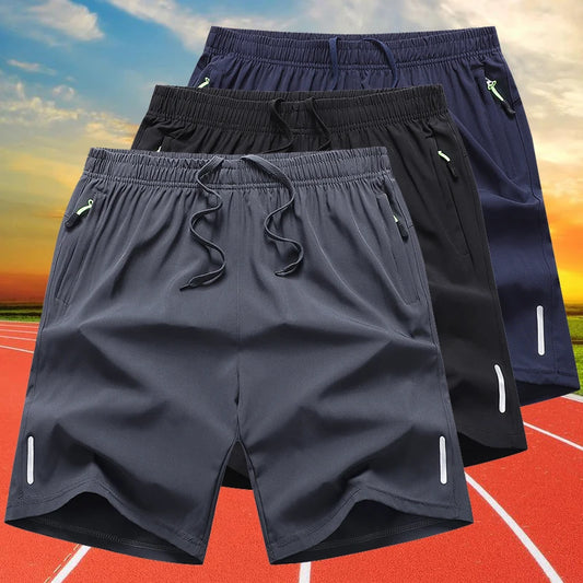 Quick Dry Shorts Men Summer Thin Short Pants Running Sports Bottom Gym Fitness Beach Zipper Pocket Loose Short Sweatpants Men