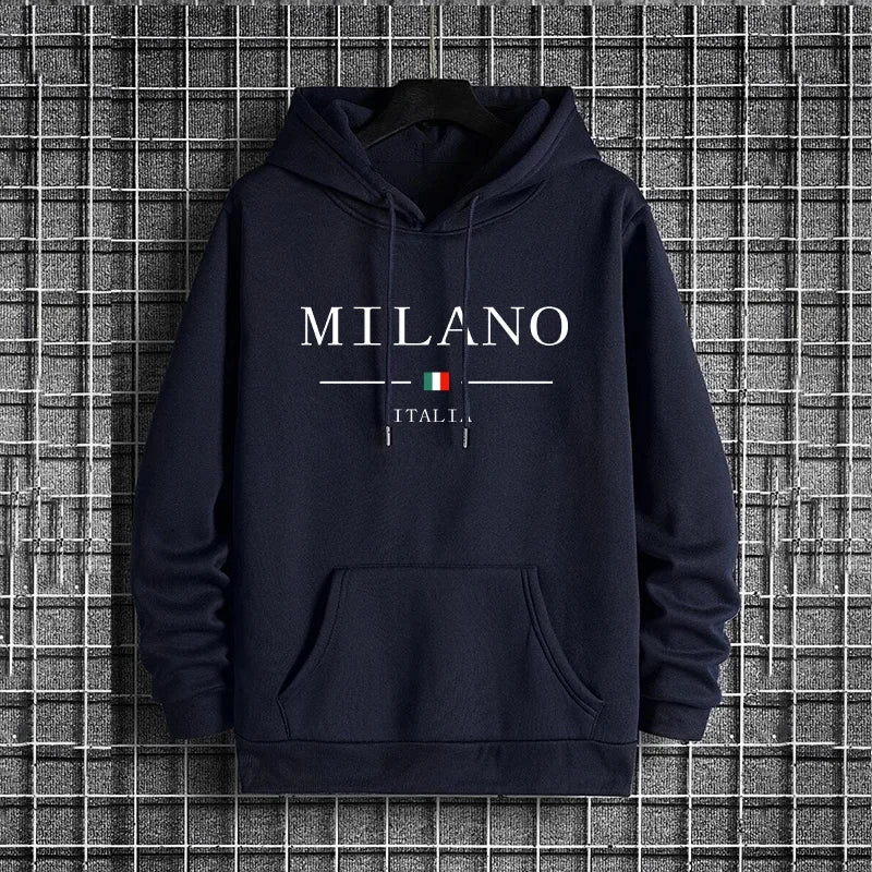 Men's Printed Casual Hoodie — Street Fashion Pullover Sweatshirt