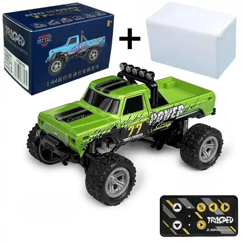 RC Off-Road Monster Truck 1/64 Remote Control Mini Climbing Car, Alloy Material, 2.4G Remote Control Electric Off-Road Vehicle.