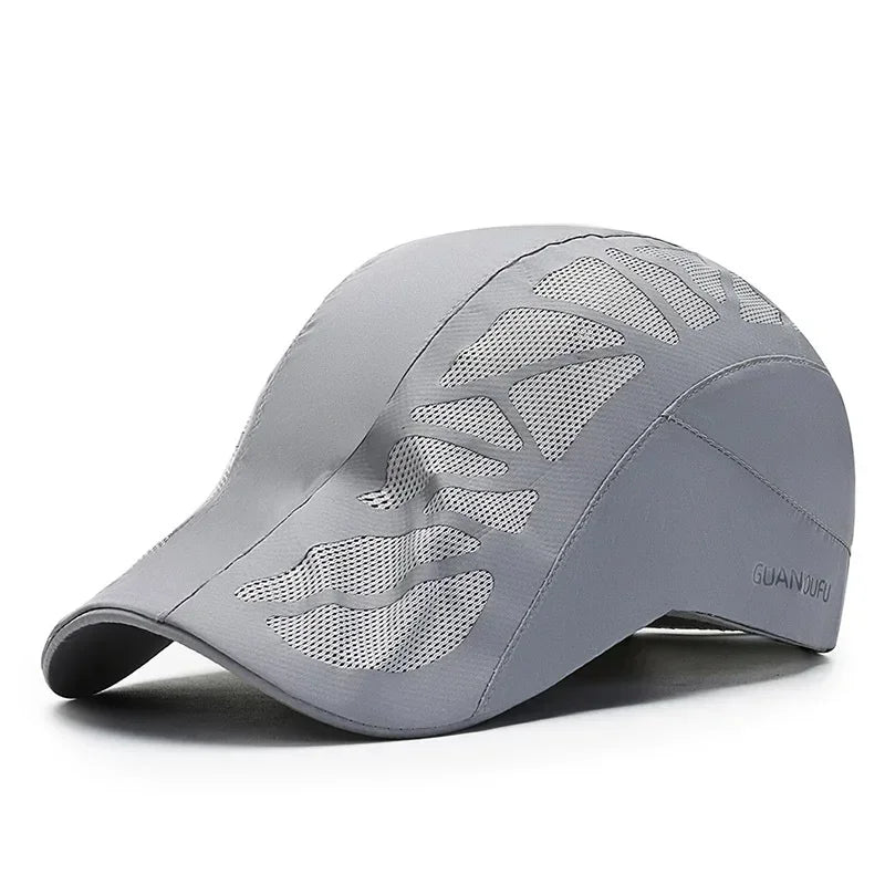 Summer Sports Mens Sun Hats Breathable Mesh Quick-drying Visor Caps Outdoor Gorro Hombre Boina Golf Hat Fashion Solid Flat Cap