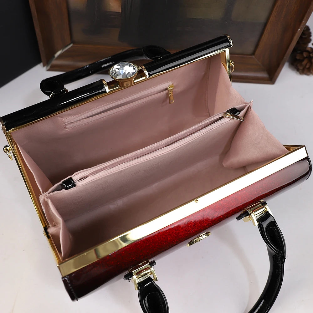 2025 New pillowcase, women's bag, hand-held shoulder, water diamond, middle-aged lady, mother's bag, crossbody bag, retro style