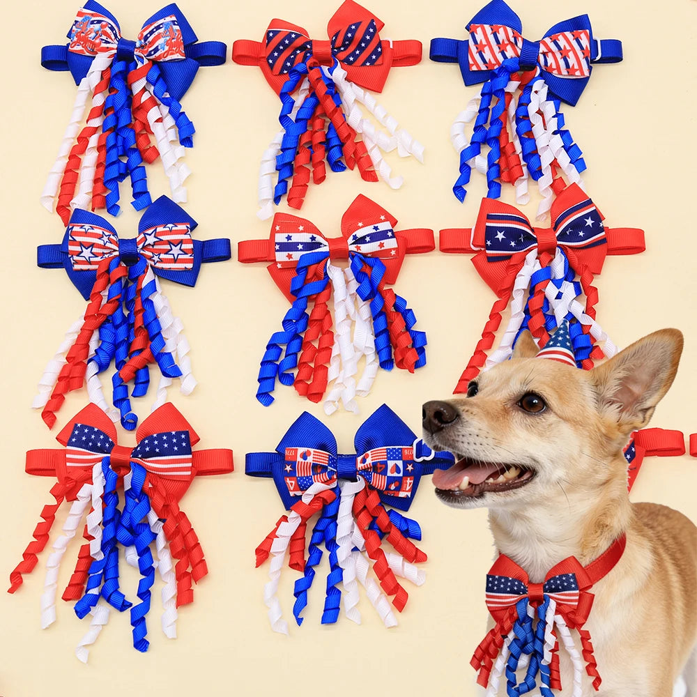 50PCS Puppy Bowties For July 4th Independence Day Adjustable Pet Dog Bow Ties Fashion Cat Neckties For Dog Pet Grooming Products