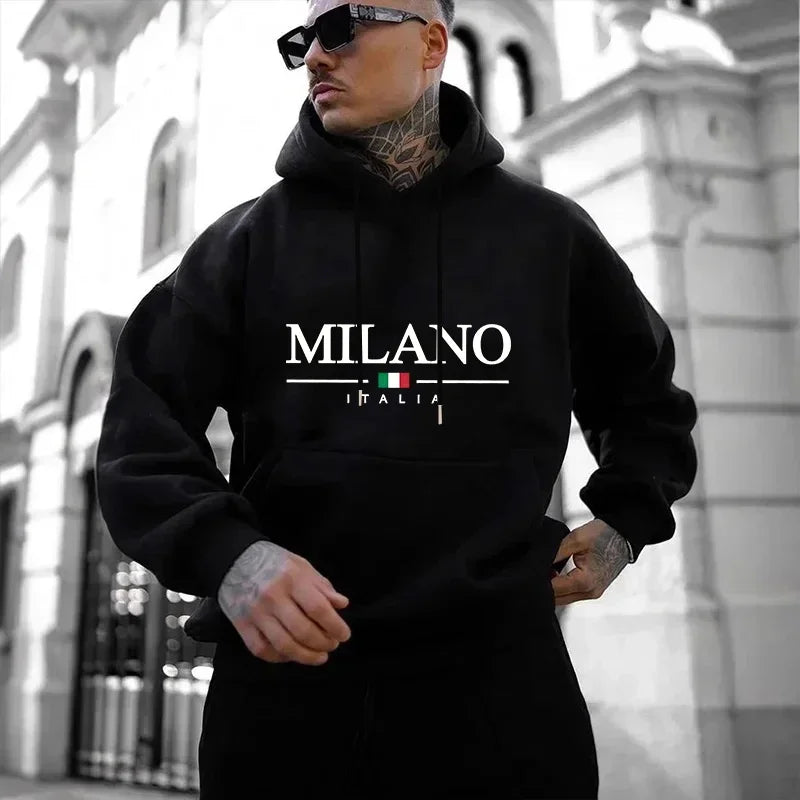 Men's Printed Casual Hoodie — Outdoor Fitness Pullover Sweatshirt