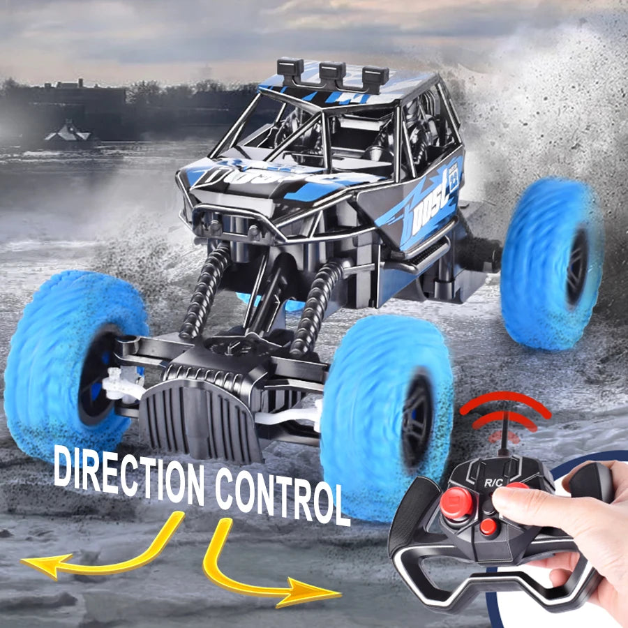 Remote control car with colorful flashing lights, rubber wheels, off-road toy car suitable for children's gifts