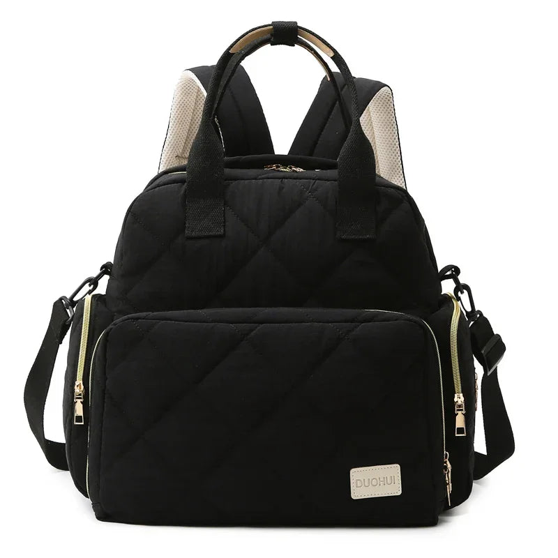 Fashionable Mommy Bag Women Waterproof Backpack Large Capacity Travel Multi Layer Pocket Shoulder Luggage Insert Pocket Oxford