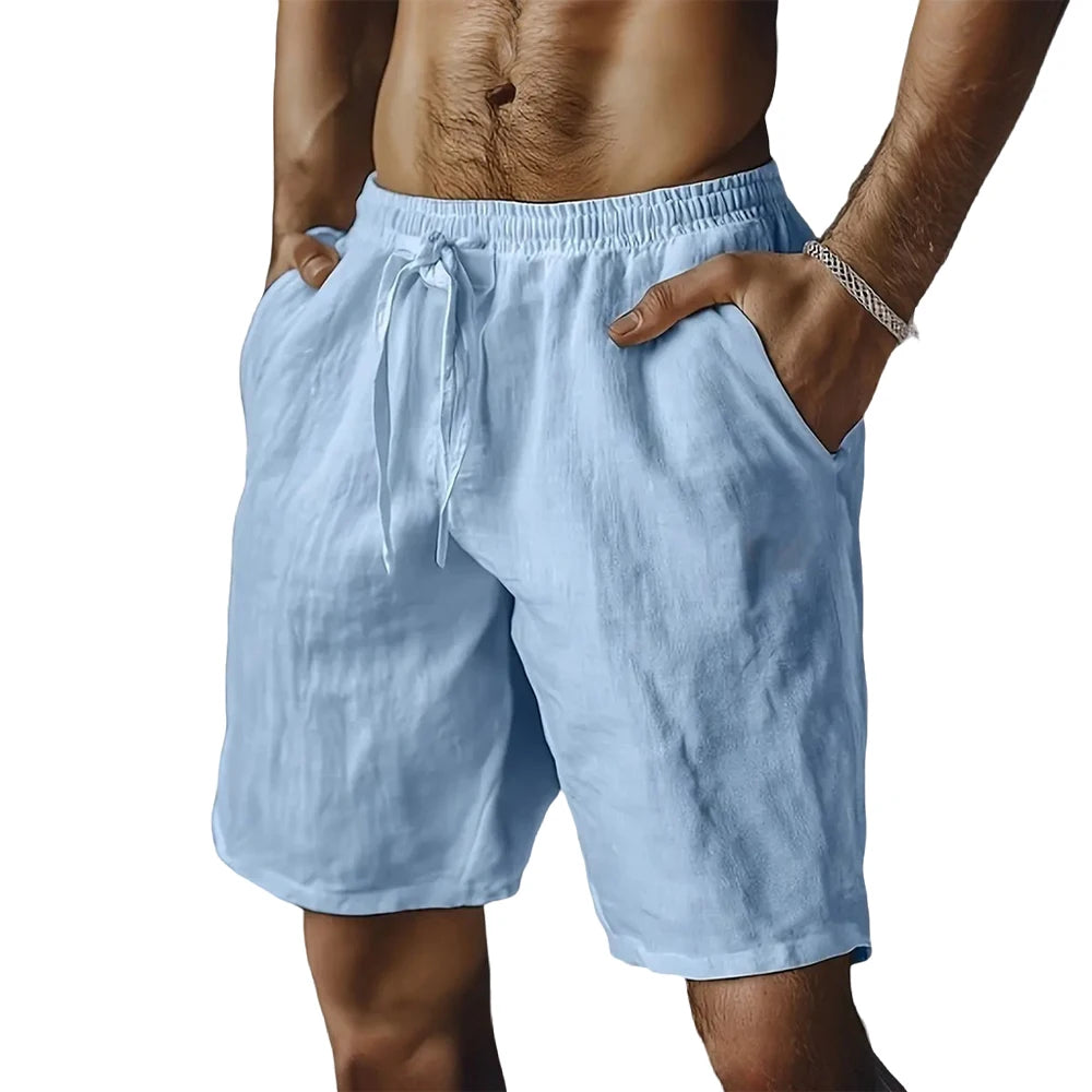 Summer New Men's Breathable Shorts Hawaii Beach Short Pants Male Solid Color Trousers Loose Lightweight Short Streetwear