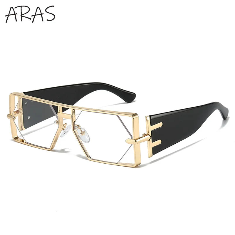 Steampunk Rectangle Sunglasses Women Men 2026 Luxury Hollow Metal Frame Sun Glasses Vintage Punk Hexagon Eyewear UV400 Shades