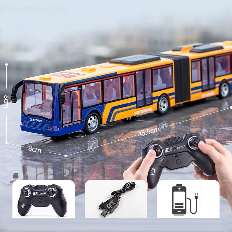 RC Bus 2.4G Remote Control Car Double-decker Stretch Electric Bus 3km/h With LED Sound RC Electronic Vehicle Toy Kids Boy Gift