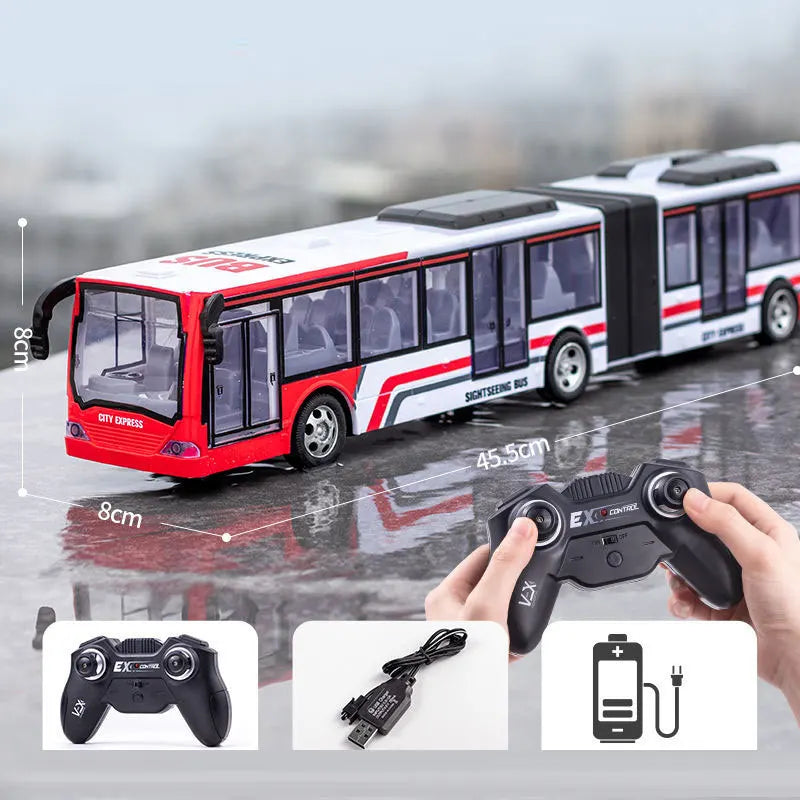 RC Bus 2.4G Remote Control Car Double-decker Stretch Electric Bus 3km/h With LED Sound RC Electronic Vehicle Toy Kids Boy Gift