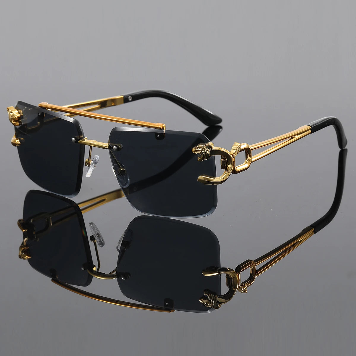 1pc Unisex Casual Hollow Out Design Retro Rimless Square Glasses For Daily Life Outdoor Vacation Beach Street-Photography