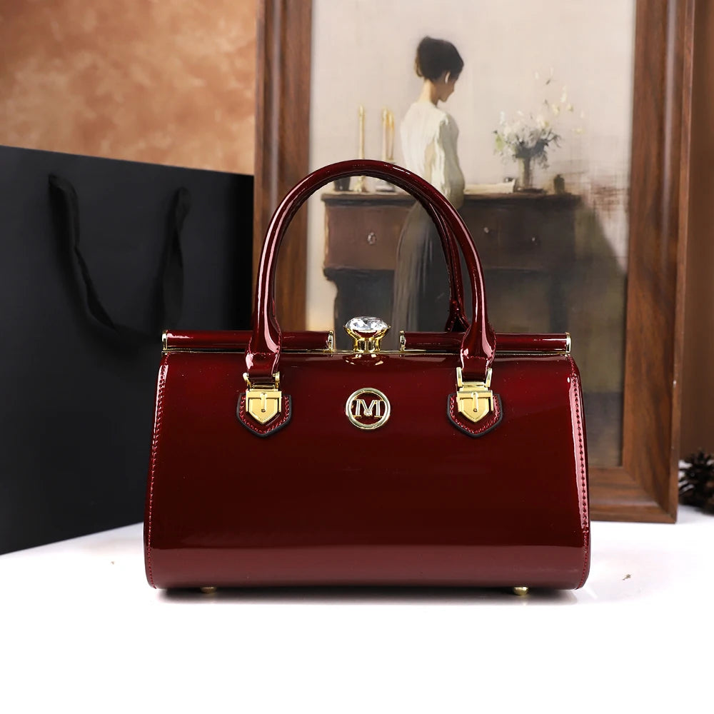 2025 New pillowcase, women's bag, hand-held shoulder, water diamond, middle-aged lady, mother's bag, crossbody bag, retro style