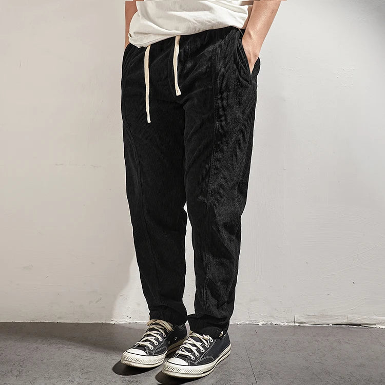 Corduroy pants men's elastic waist autumn sweatpants loose bundle feet tide brand overalls