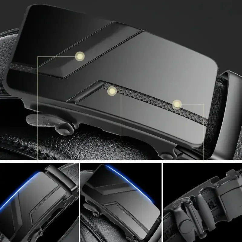 Fashion Automatic Buckle Belt for Men Famous Brand Business Belt Men PU Leather Waist Straps Black Male Jeans Belts for Men