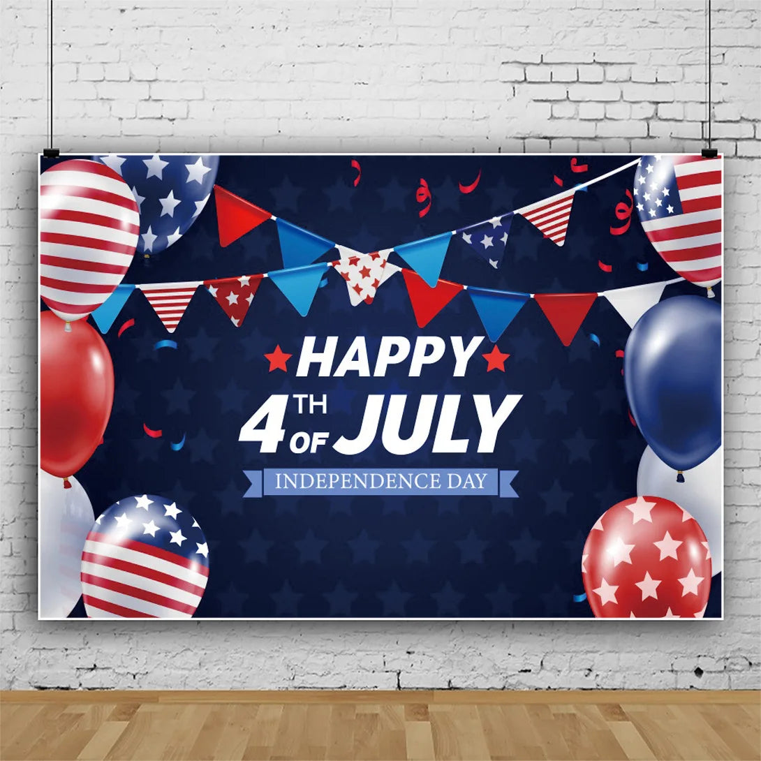 July 4th Independence Day Theme Background USA Flag Star Balloon Celebration Party Decoration Banner Photo Shoot Props Gifts