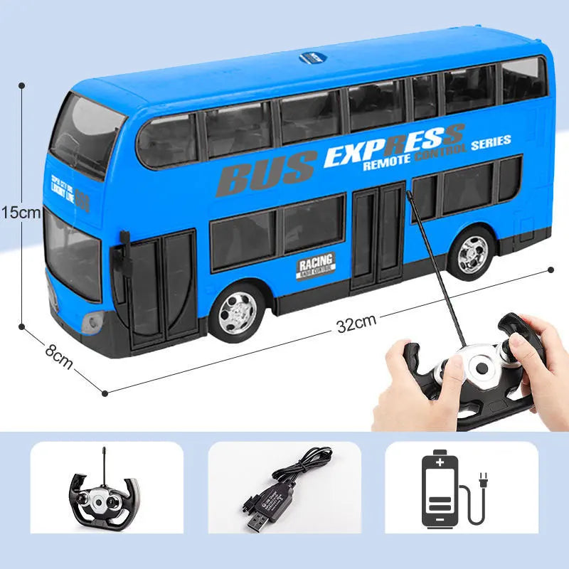 RC Bus 2.4G Remote Control Car Double-decker Stretch Electric Bus 3km/h With LED Sound RC Electronic Vehicle Toy Kids Boy Gift