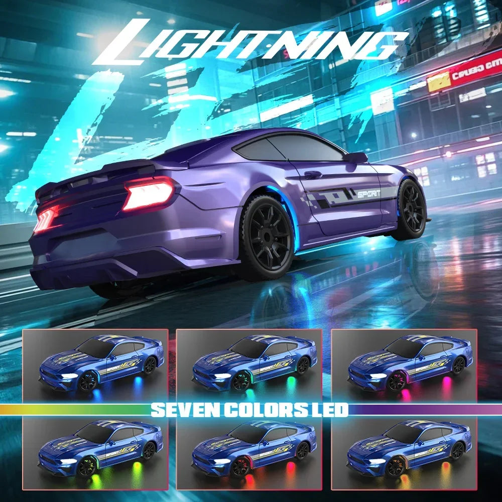 1/43 RC Car 4x4 2.4G Remote Control Racing Drift Vehicle 15km/h High Speed Off-road RTR with 7 Color LED Lights Toys Kids Gift