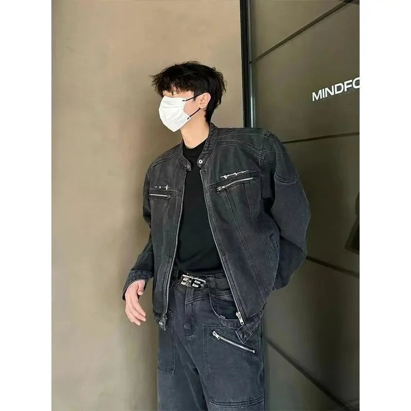 Mens Jacket Man Coat Jeans Collegiate University Academic Campus Education School Student Youth Learning Knowledge Wisdom Warmer