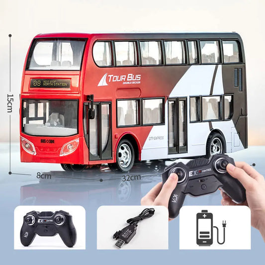 RC Bus 2.4G Remote Control Car Double-decker Stretch Electric Bus 3km/h With LED Sound RC Electronic Vehicle Toy Kids Boy Gift