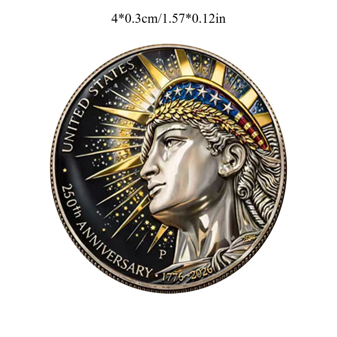 United States 250th Anniversary Printed Silvery Plated Collection Coin 250 Years of Independent