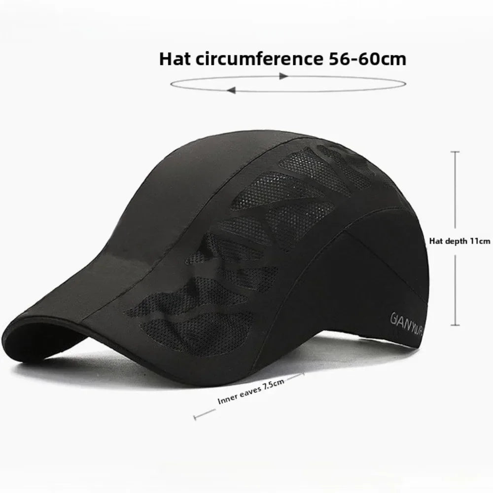 Summer Sports Mens Sun Hats Breathable Mesh Quick-drying Visor Caps Outdoor Gorro Hombre Boina Golf Hat Fashion Solid Flat Cap