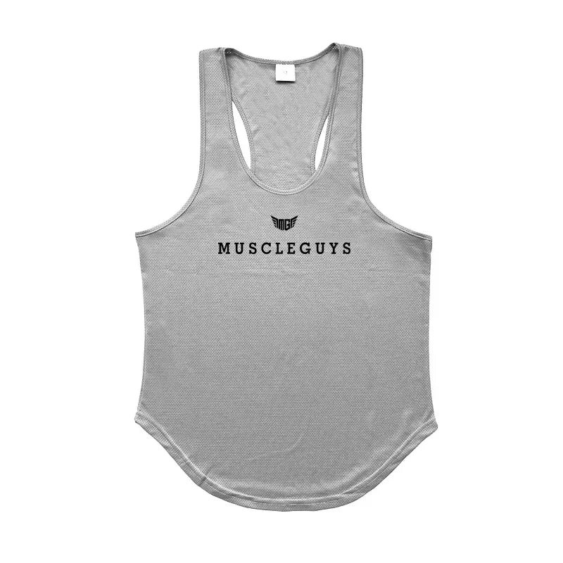Hot Sale Mens Printed Tank Tops Mesh Breathable Quick Dry Cool Vests Running Shirts Gym Bodybuilding Fitness Sleeveless Singlets