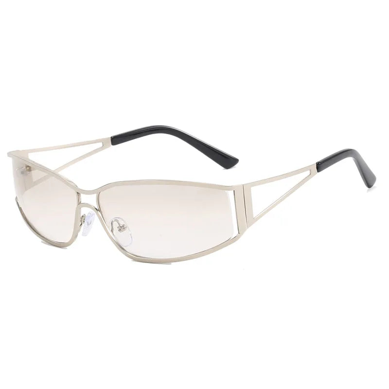 Latest Hollow Out Y2K Sunglasses Women Trendy Gradient 2000'S Wrap Around Sun Glasses Brand Steampunk Shades Mirror Eyeglasses