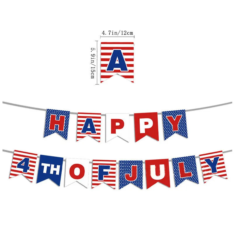 American Party Decorations Independence Day Supplies Banner Balloons Plates For USA 4th Of July Patriotic Theme Party Supplies