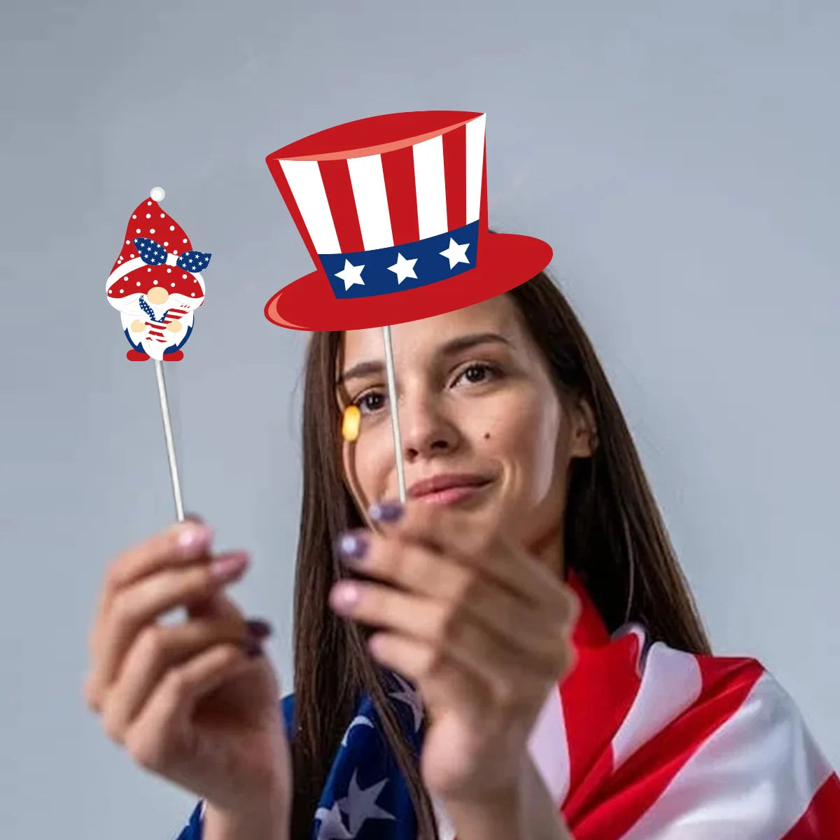 Patriotic Party Favors Set, 4th of July USA Decorations Shutter Shades Glasses, Flag Hat Photobooth Prop