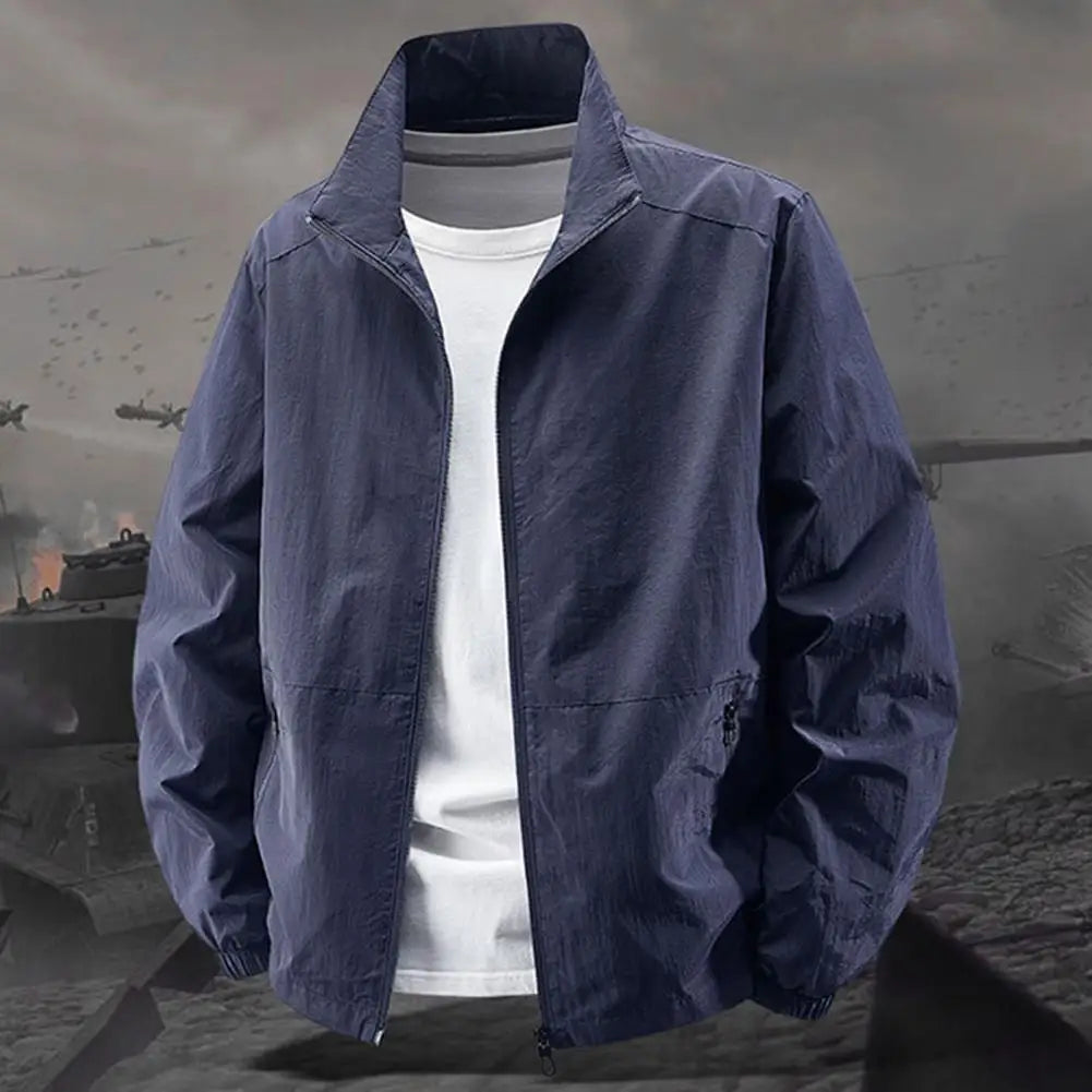 Summer Jackets Men Windbreaker Coats Sports Sunscreen Clothing Men Ultrathin Fishing Wearing Man Stand Collar Zip Up Coats