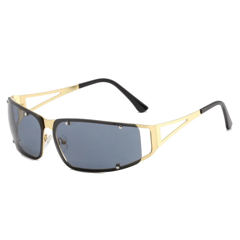 Women's Fashion Hollow Sunglasses Retro New Personality Street Photo Sun Glasses y2k Steampunk Luxury Clear Lens Trending Shades