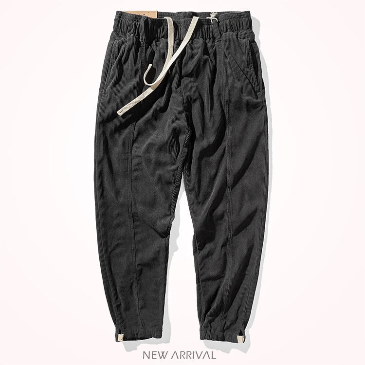 Corduroy pants men's elastic waist autumn sweatpants loose bundle feet tide brand overalls