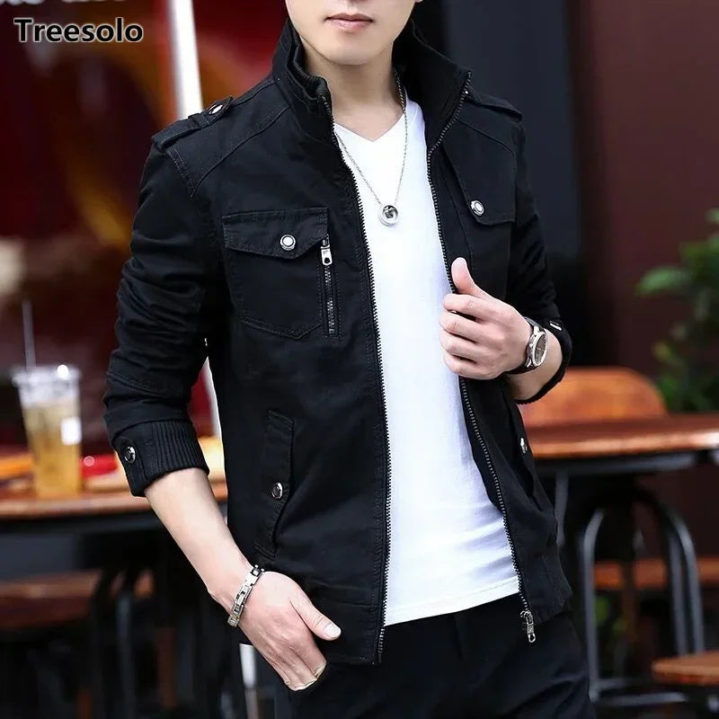 Mens Cargo Jackets New Fashion Bomber Jacket Mens Wear Simple British Style Warm Windproof Jacket and Coat Baseball Jacket Male
